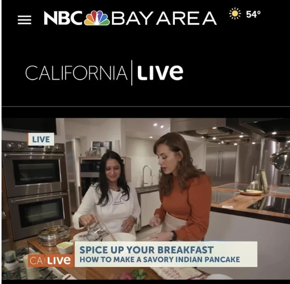 Chef Teena on NBC California Live making besan chila