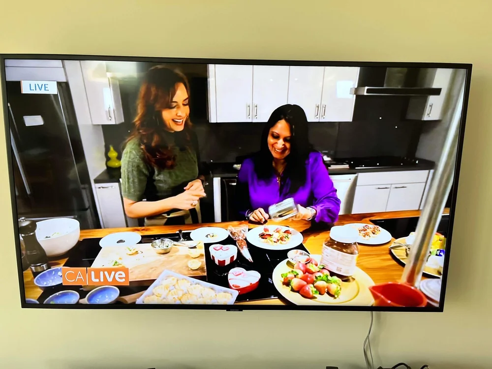 Chef Teena on NBC California Live making canapés