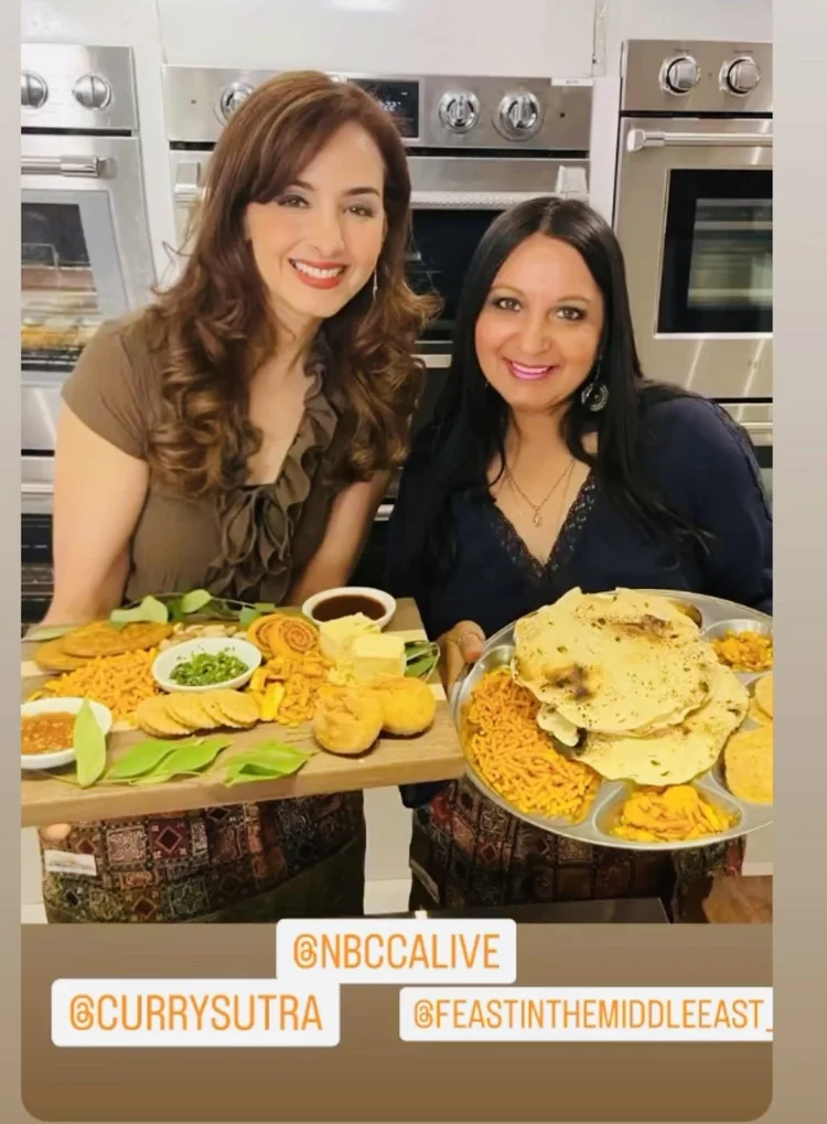 Chef Teena on NBC California Live with chaatcuterie snack board