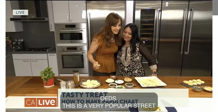 Chef Teena on NBC California Live with papdi chaat