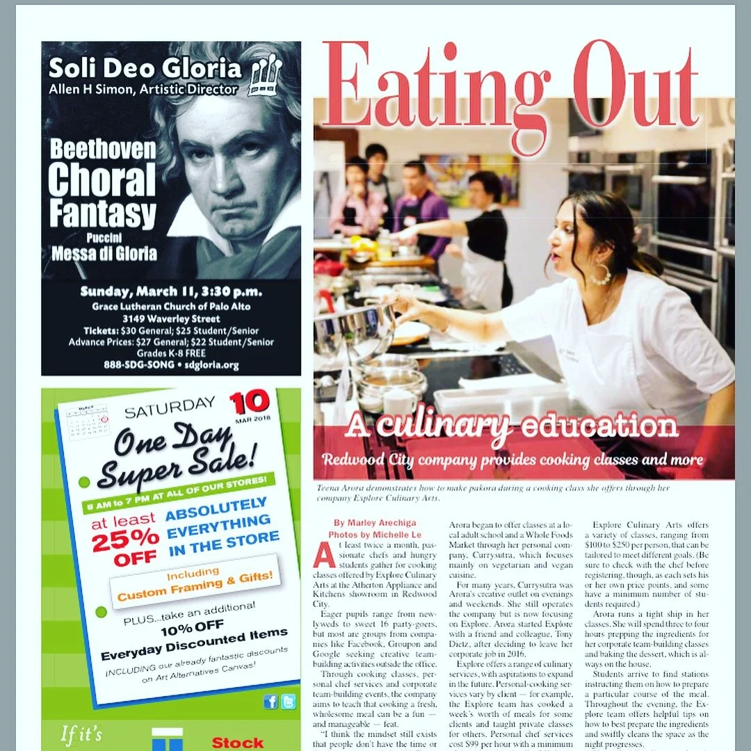 Palo Alto Online clipping, 'Eating Out: A culinary education,' March 2018