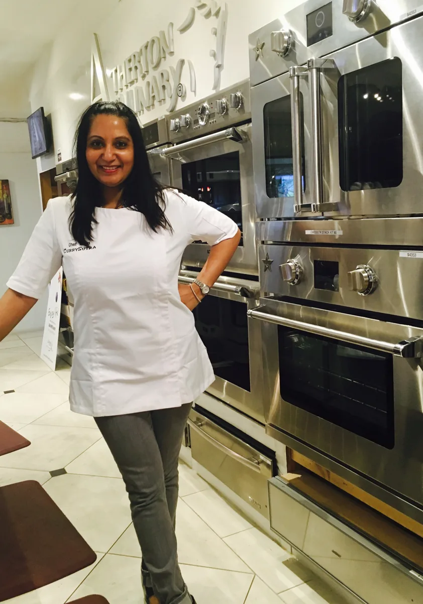 Chef Teena at the Atherton Culinary showroom, where Currysutra's corporate program began