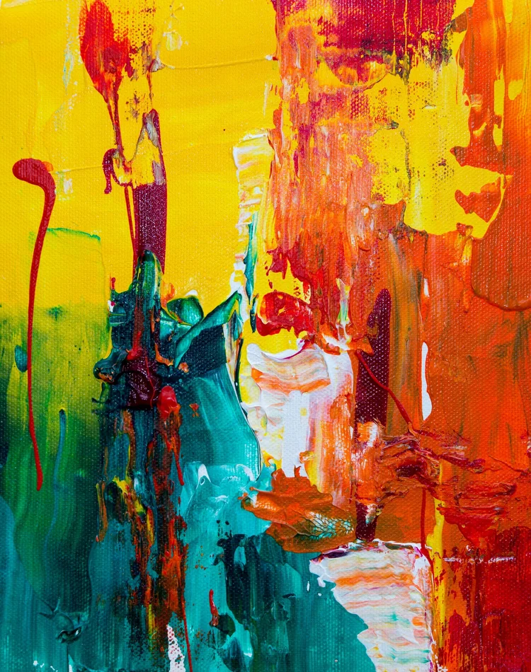 Colorful abstract painting created during a Canvas and Cuisine session