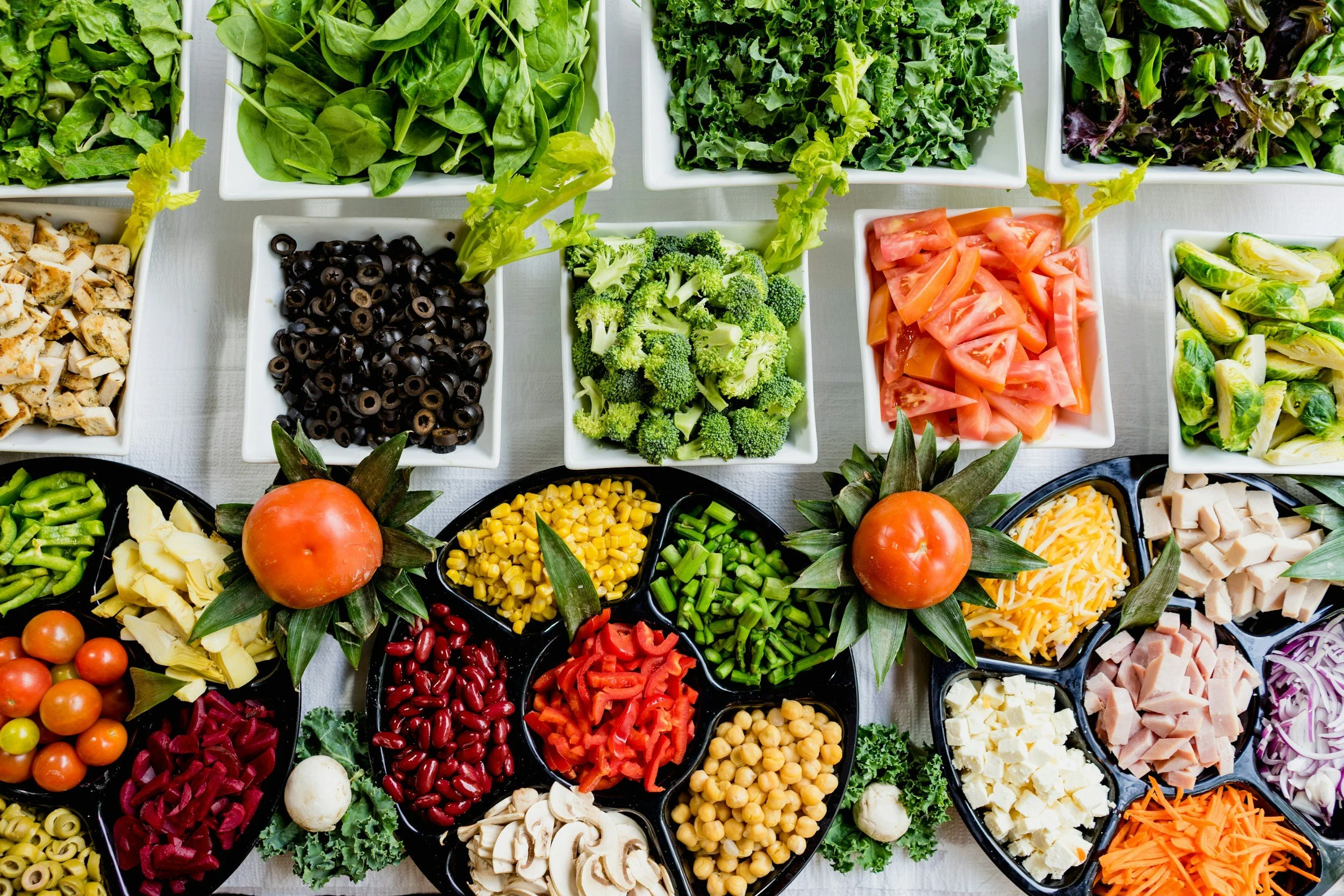 Vibrant salad bar with fresh vegetables