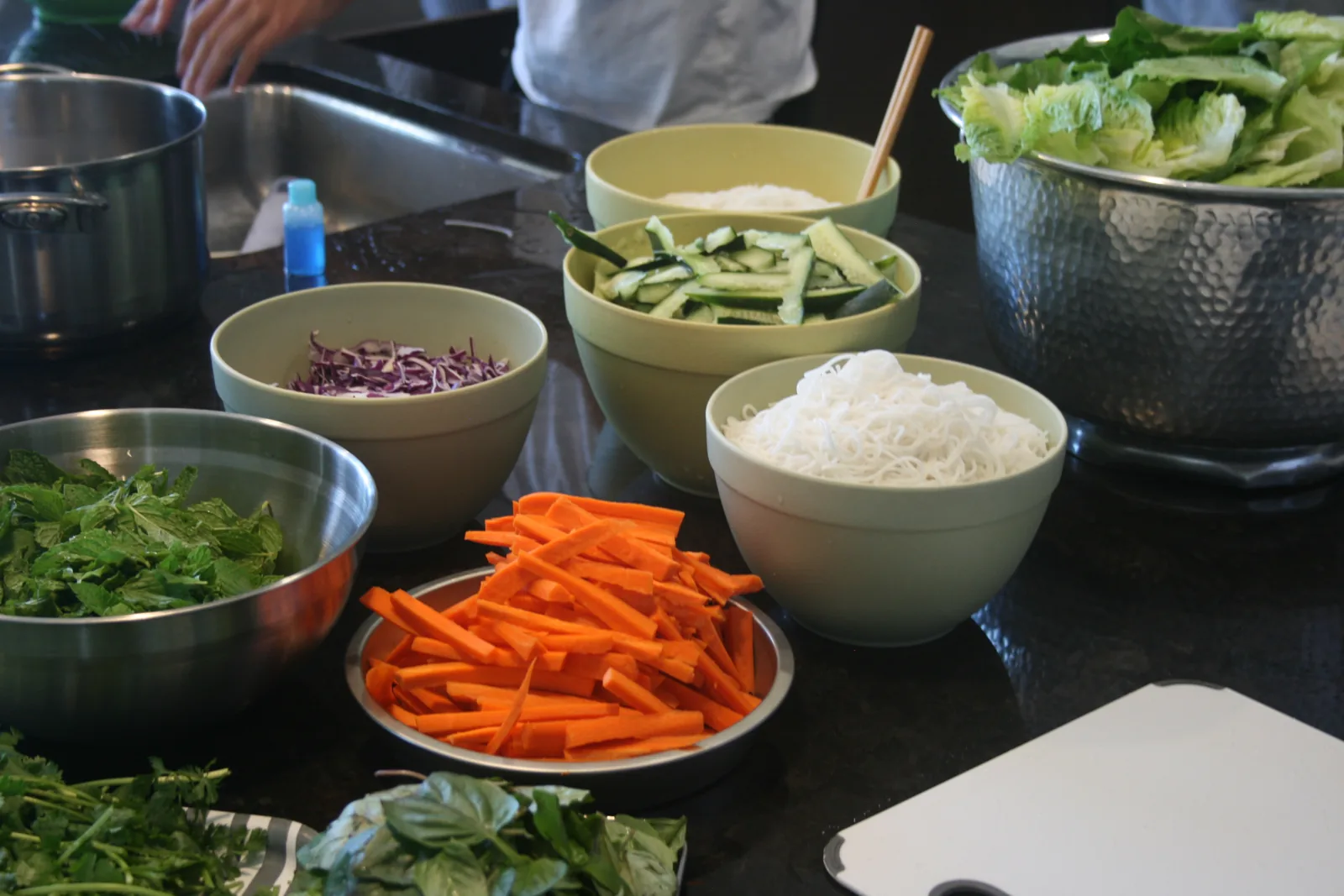 Fresh vegetables being prepped for a wellness cooking demo